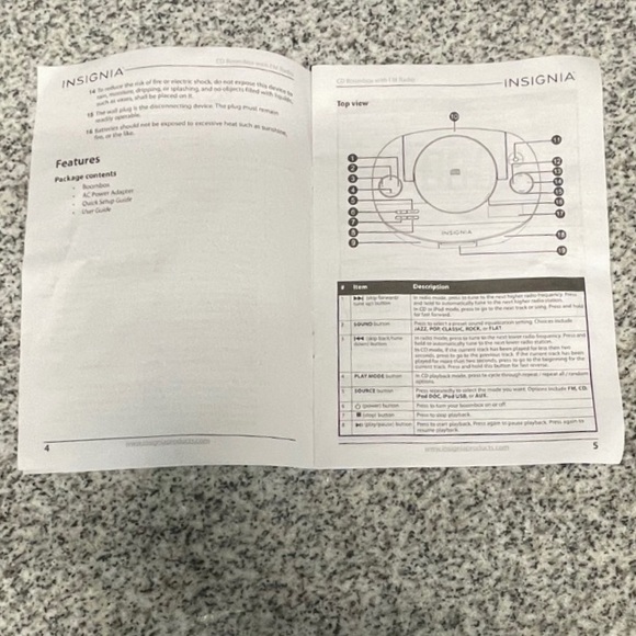 EUC “Insignia” CD BoomBox With FM Radio & Dock4 iPhone; User & Quick Setup Guide - Picture 17 of 17
